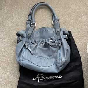 B. Makowsky Light Blue Leather Shoulder Bag
